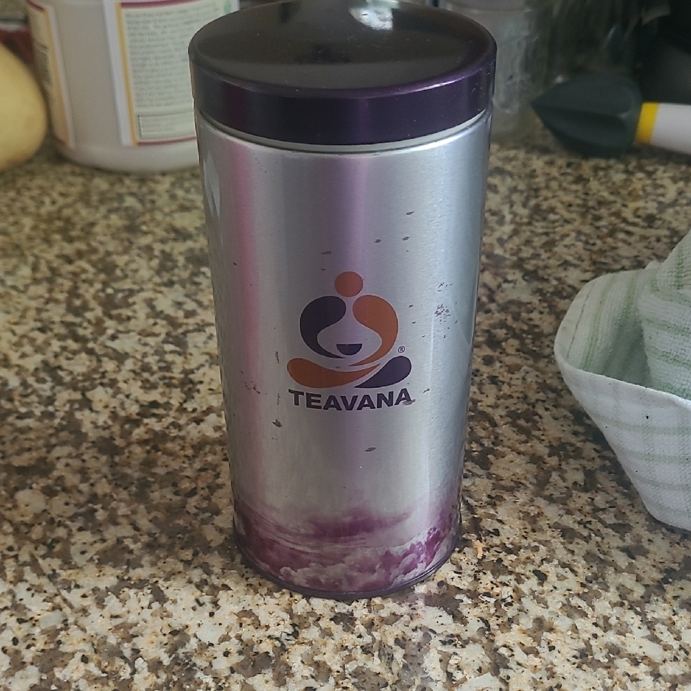 Teavana Metallic Silver and Deep Purple Tumbler
